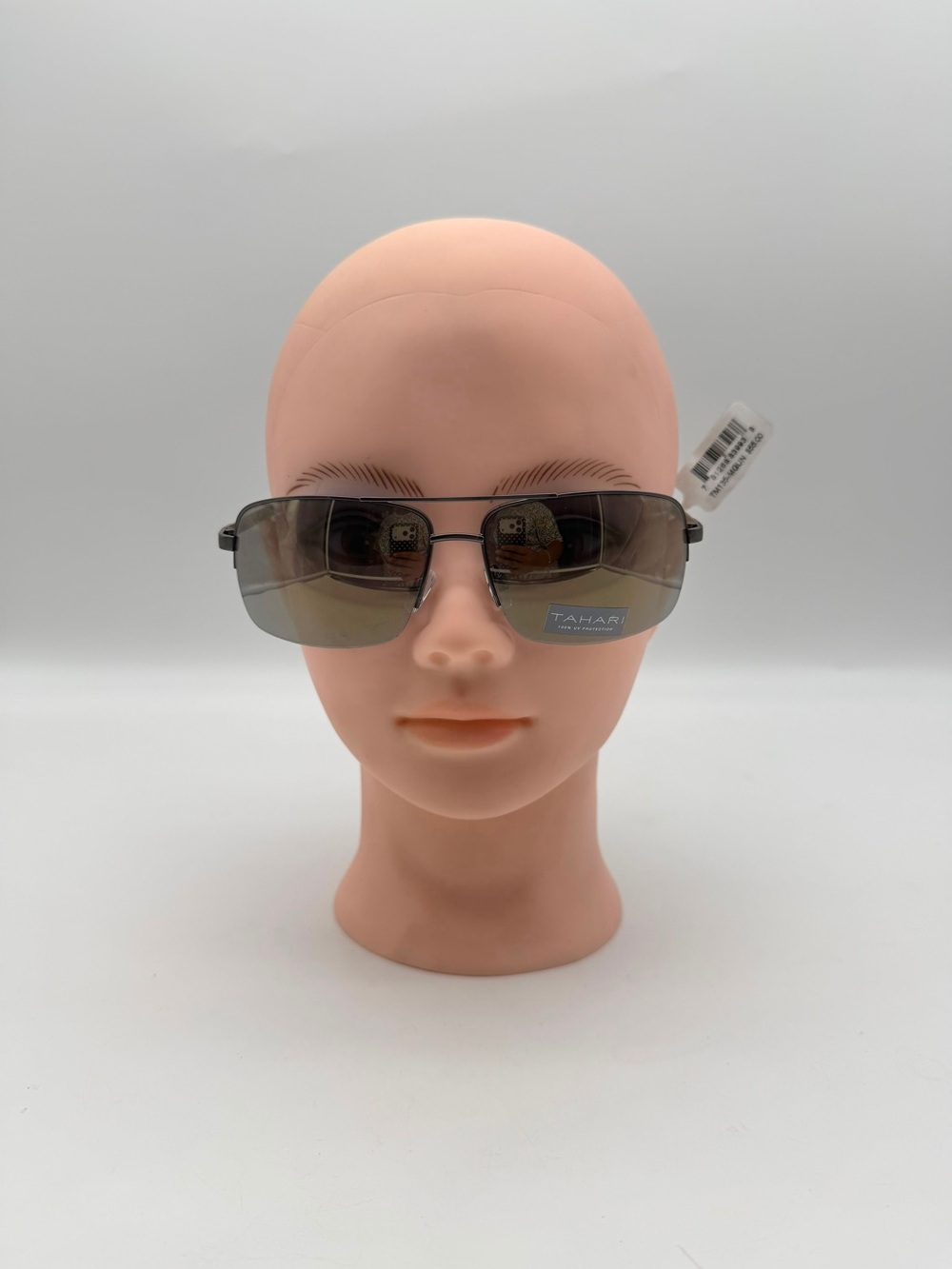 Tahari Gunmetal Rimless Sunglasses with Smoke Gradient Lenses